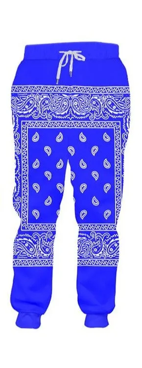 6XL Blue or Red Handkerchief Bandana Print Tracksuit Pullover or Zipper Front Hoodies w/ Pants Plus Size Women