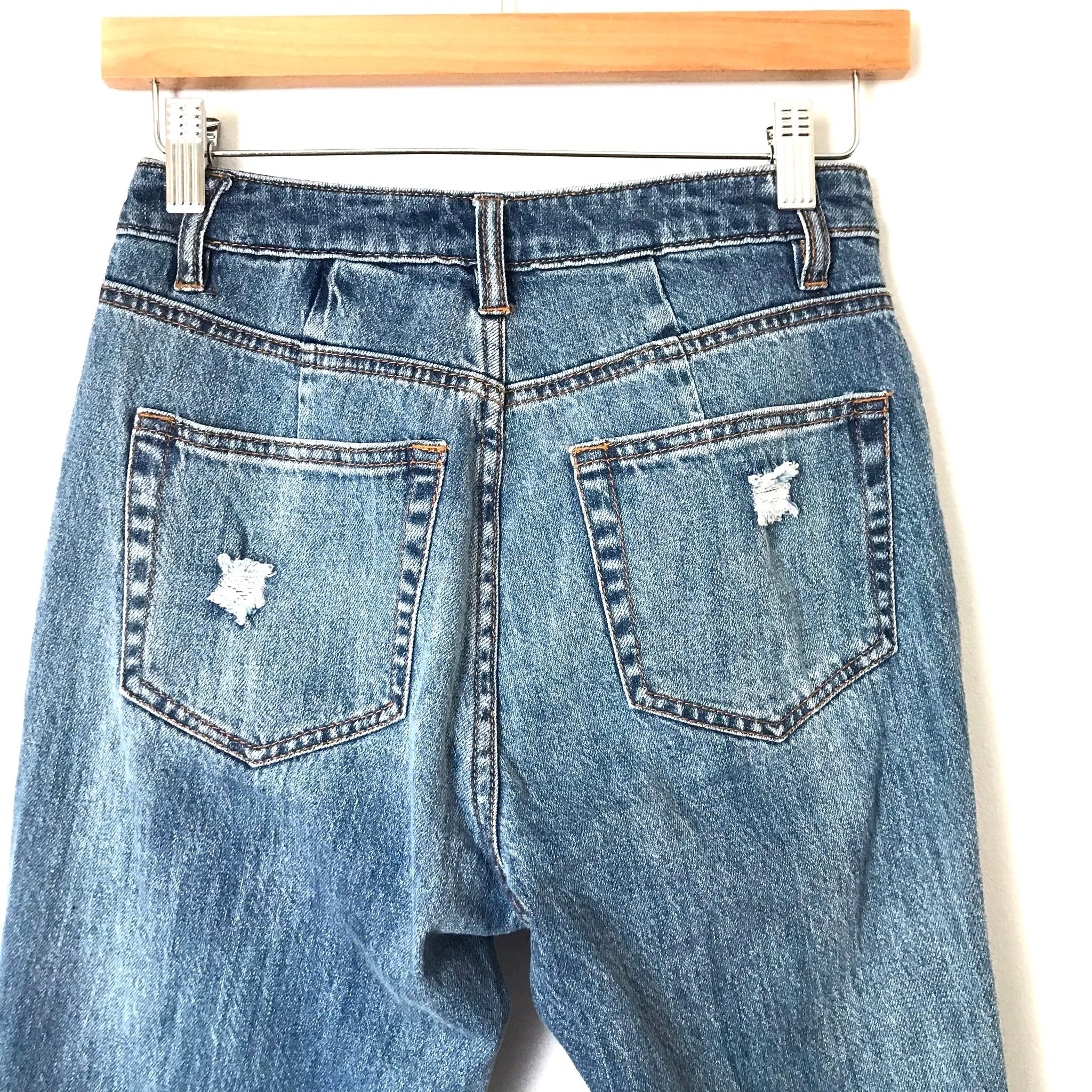 AFRM Distressed High Waist Cuffed Cropped Jeans- Size 26 (Inseam 23")