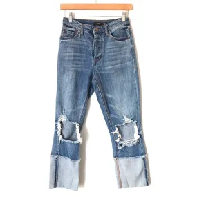 AFRM Distressed High Waist Cuffed Cropped Jeans- Size 26 (Inseam 23")