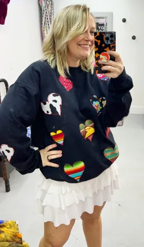 All Over Heart Pullover [Black]