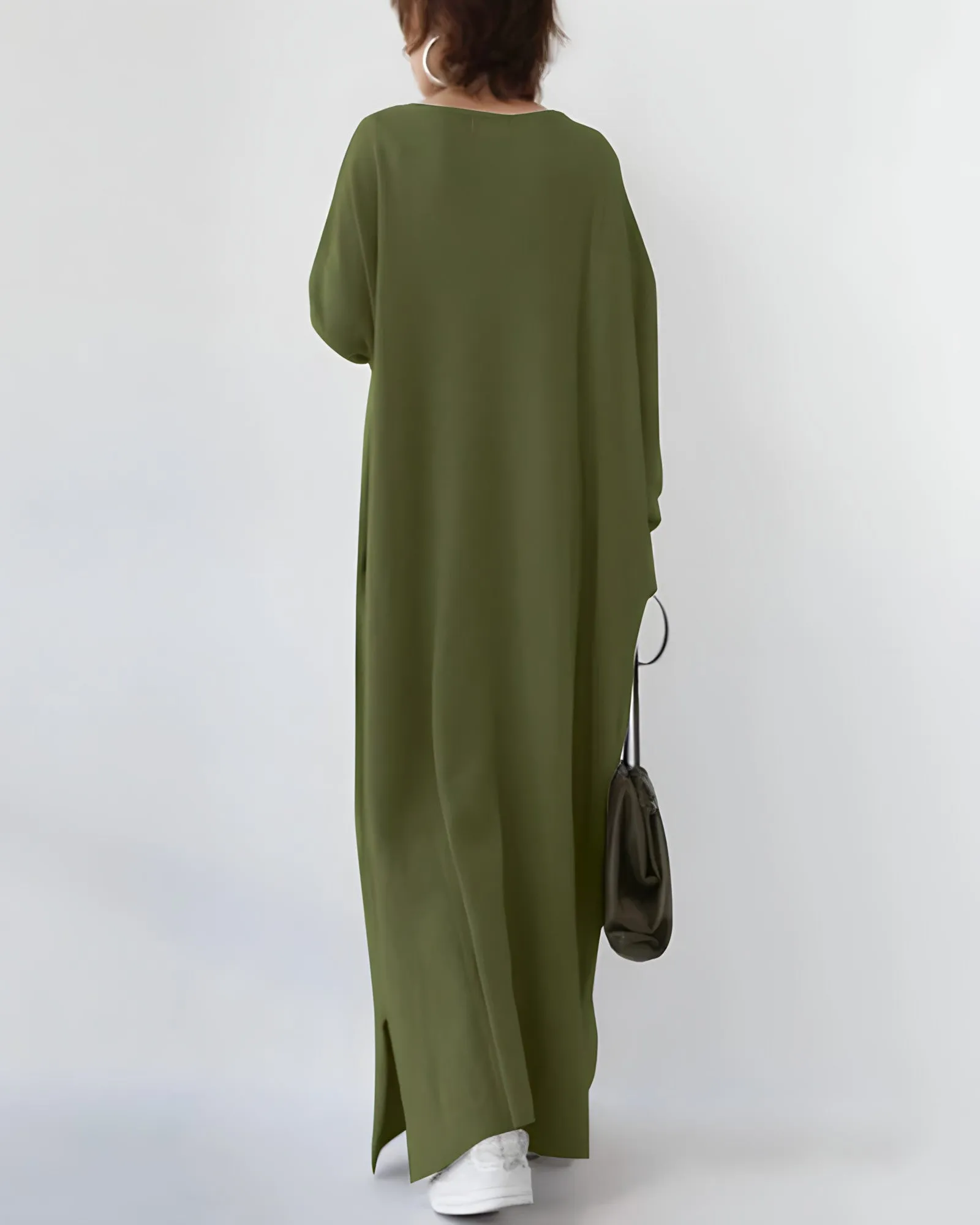 Andrea Pullover-Kleid | Bequemer langer Pullover mit V-Ausschnitt