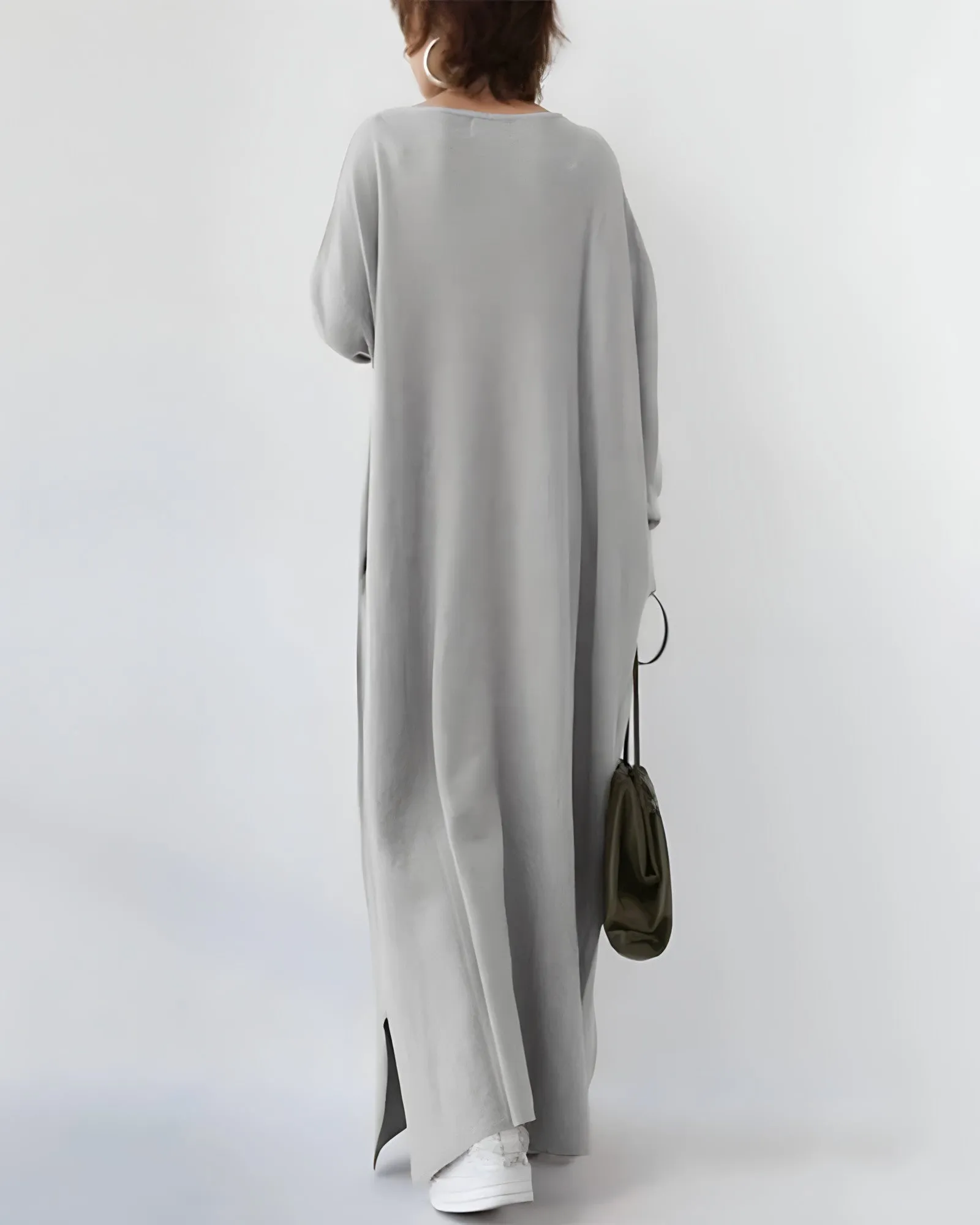 Andrea Pullover-Kleid | Bequemer langer Pullover mit V-Ausschnitt