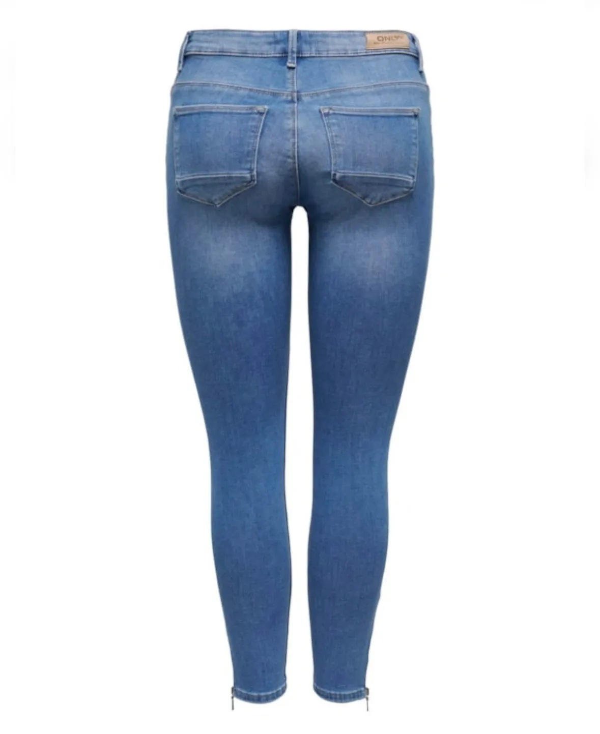 Ankle Grazer Zip Jeans - Mid Blue Denim