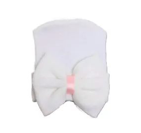 Baby BOW Beanie- White