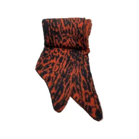 Black & Orange Asymmetric Animal Print Blanket Scarf