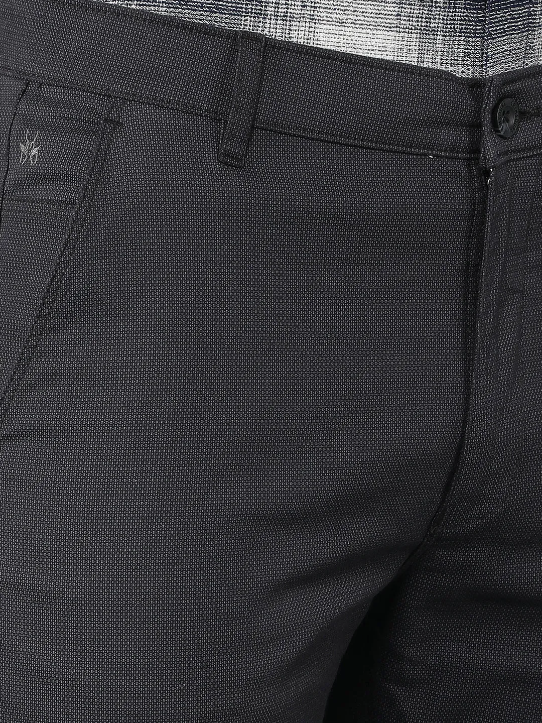 Black Printed Chinos Straight Trousers