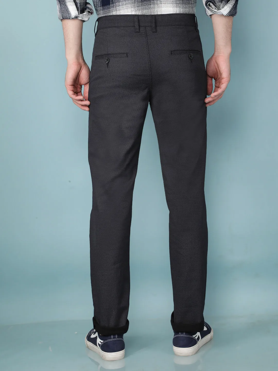 Black Printed Chinos Straight Trousers