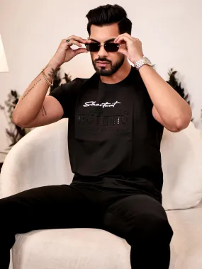 Black Round Neck Imported Cotton Half Sleeve Premium Designer T-Shirt