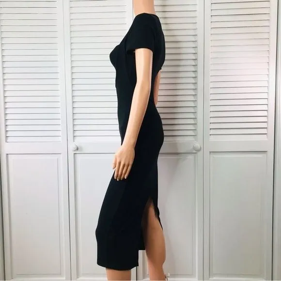 BLUE BLUSH Black Knit Short Sleeve Cut Out Dress Size Medium