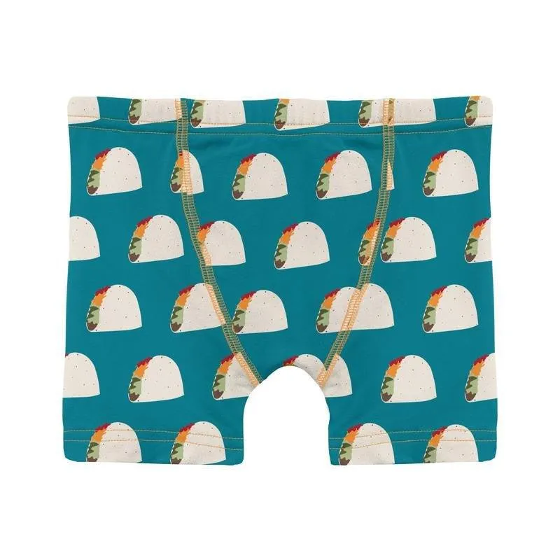 Boy's Print Bamboo Boxer Brief - Seagrass Tacos