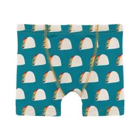 Boy's Print Bamboo Boxer Brief - Seagrass Tacos