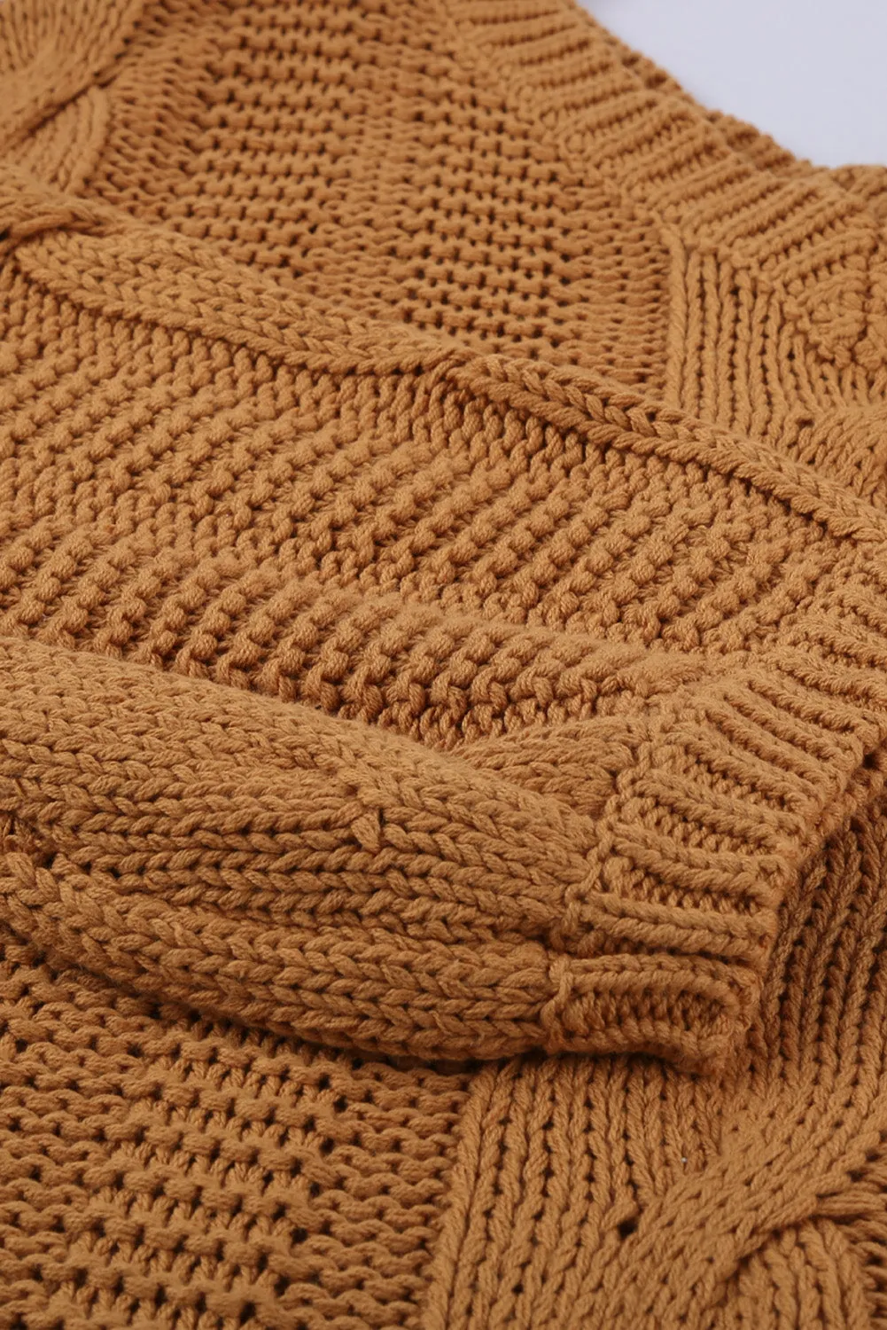 Bubblegum V-Neck Braided Knit Sweater