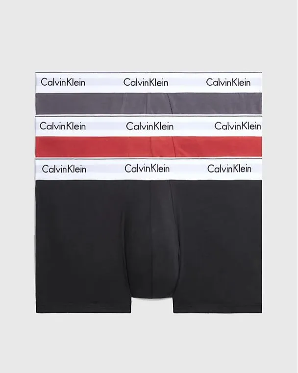 Calvin Klein Mens Trunks 3 Pack Mid Rise Waist