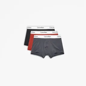 Calvin Klein Mens Trunks 3 Pack Mid Rise Waist