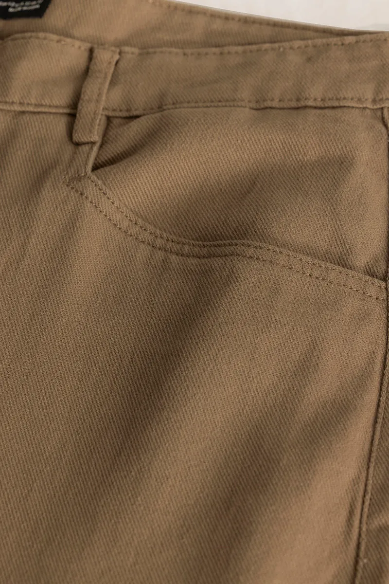 Camille Khaki Plain Relaxed Fit Chinos