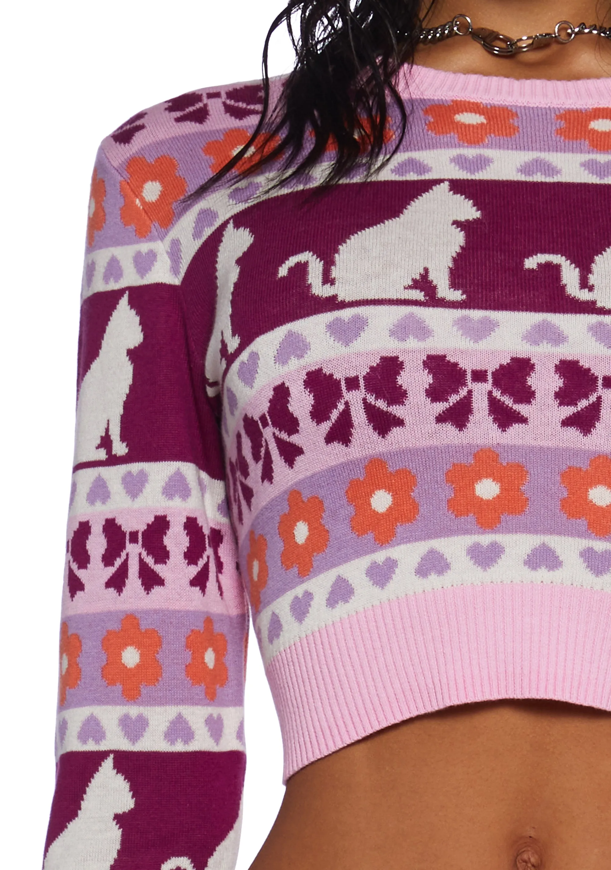 Check Meowt Crop Sweater