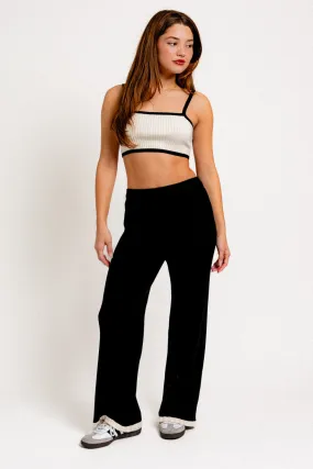 Contrast Spaghetti Sweater Crop Top
