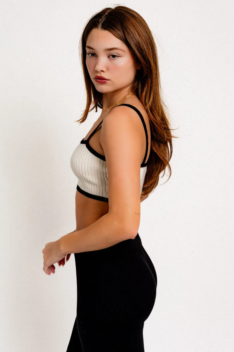 Contrast Spaghetti Sweater Crop Top