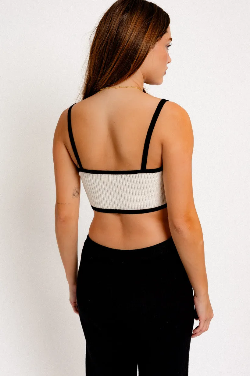 Contrast Spaghetti Sweater Crop Top