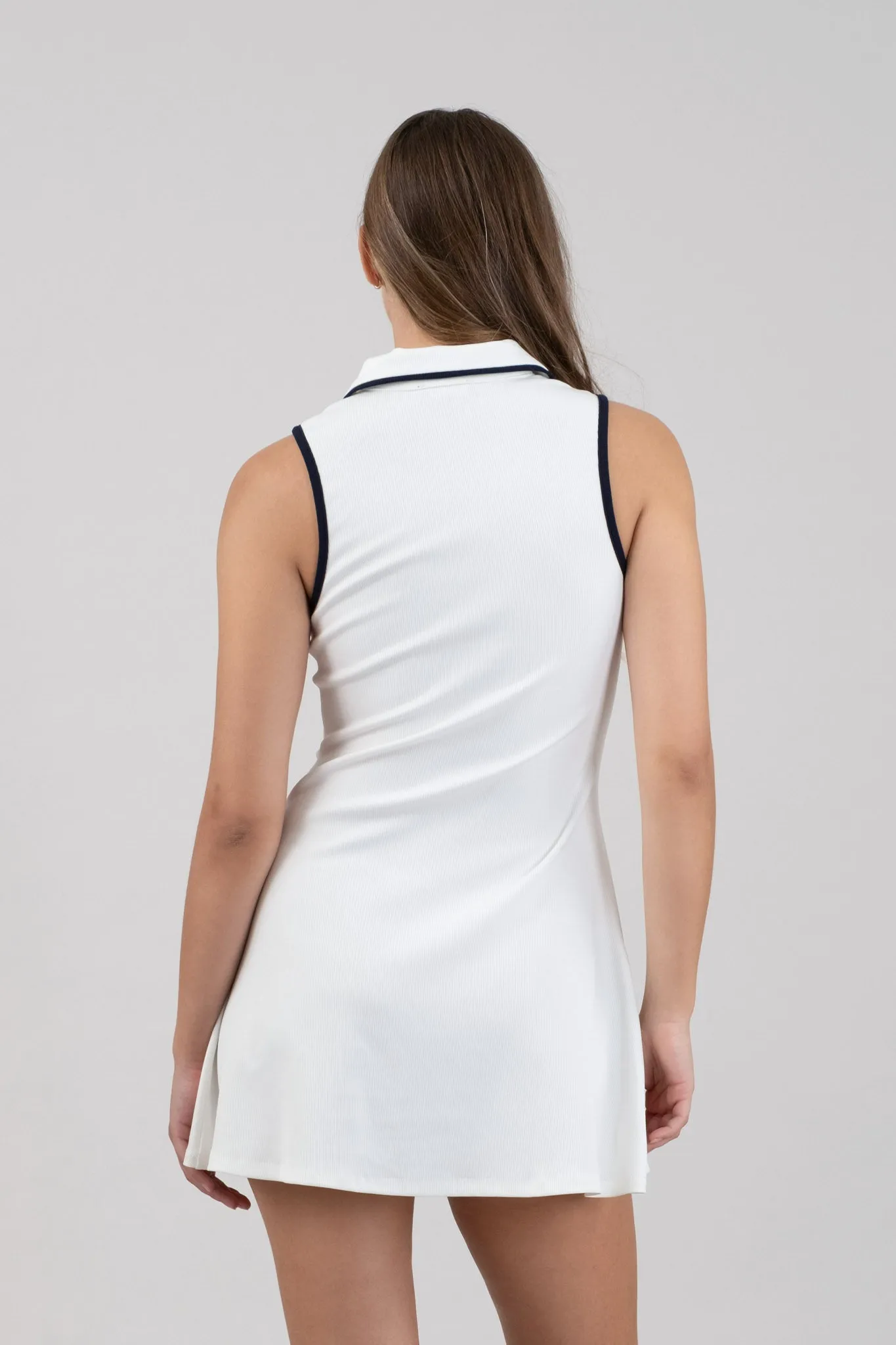 CONTRAST TRIM SLEEVELESS POLO MINI DRESS (PRE-ORDER)