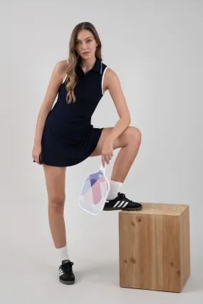 CONTRAST TRIM SLEEVELESS POLO MINI DRESS (PRE-ORDER)
