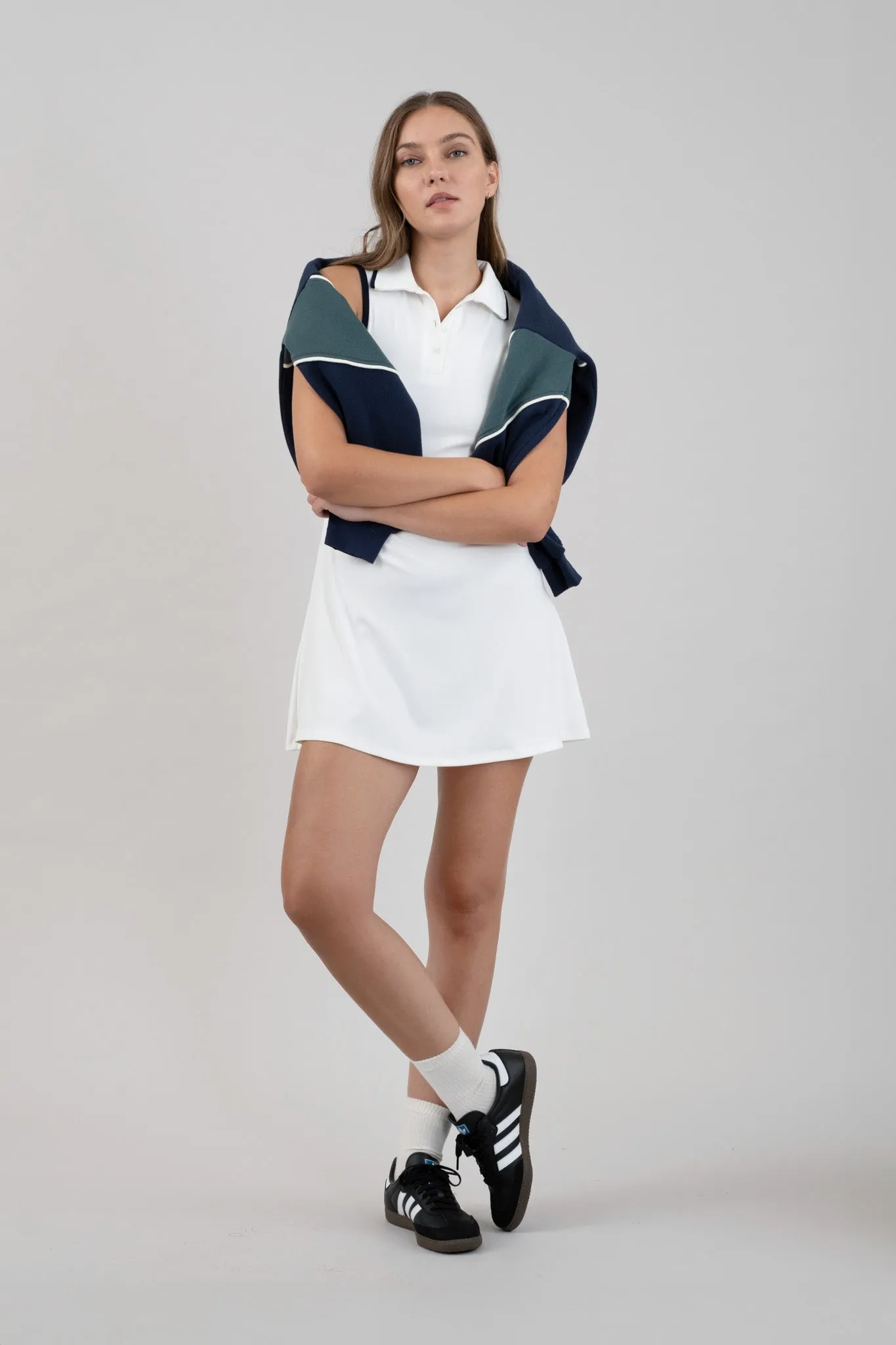 CONTRAST TRIM SLEEVELESS POLO MINI DRESS (PRE-ORDER)