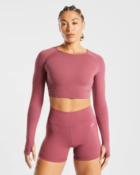 Core Long Sleeve Crop Top - Brick Red