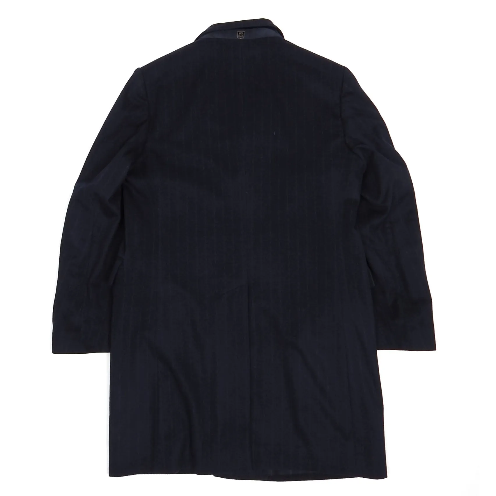 Corneliani Navy Virgin Wool Pin Striped Overcoat Size 52 R