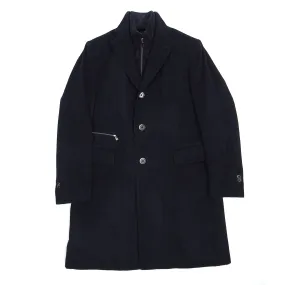 Corneliani Navy Virgin Wool Pin Striped Overcoat Size 52 R