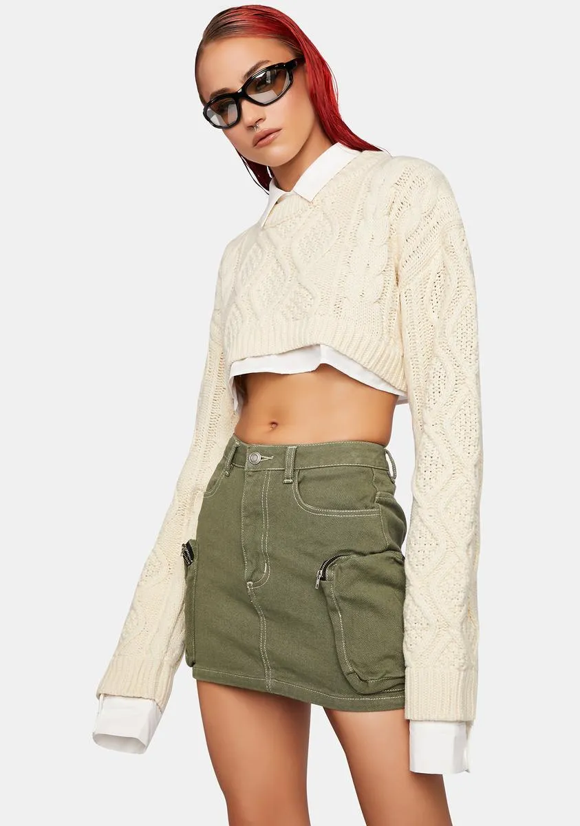 Cream Sonny Knit Crop Sweater