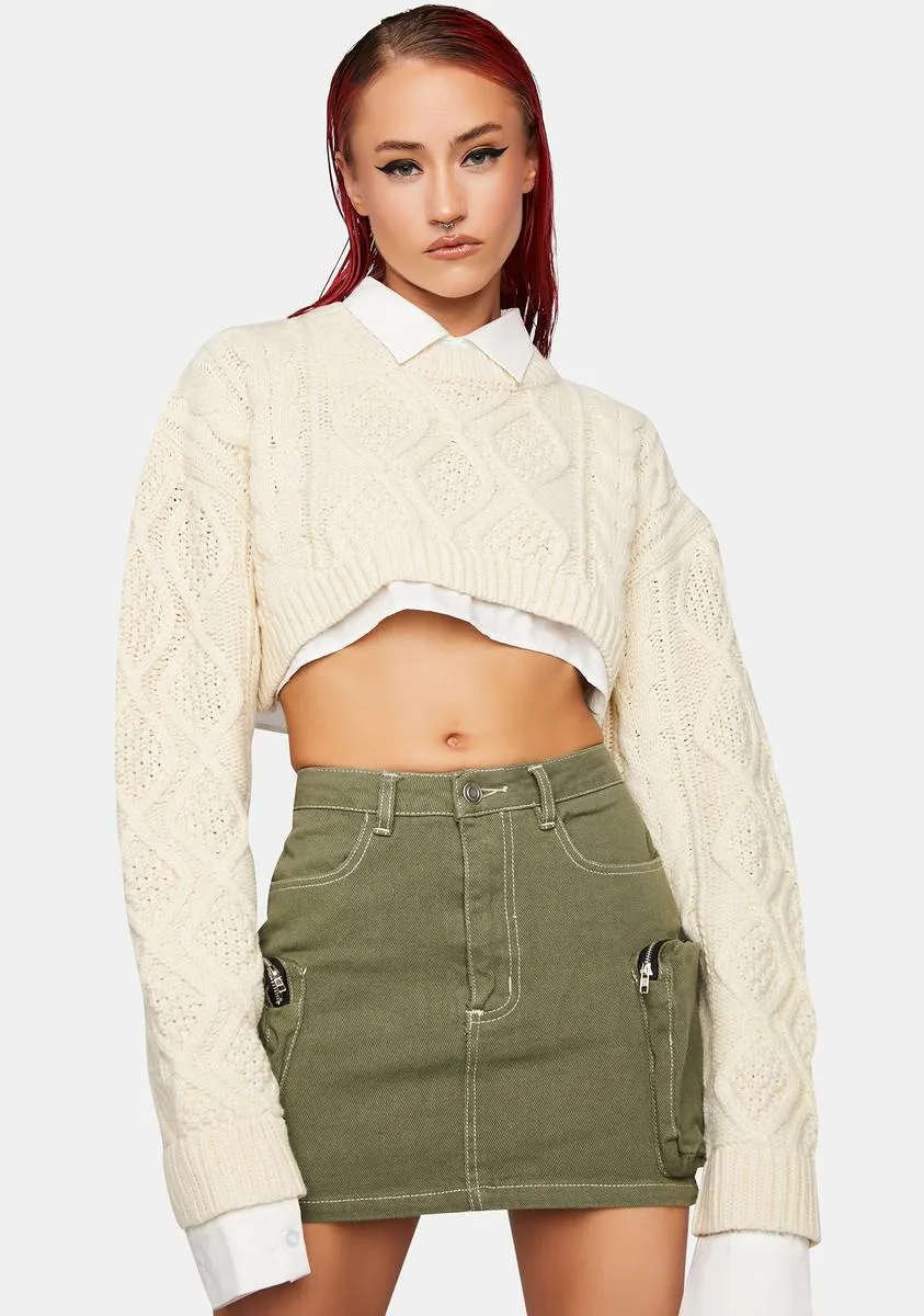 Cream Sonny Knit Crop Sweater