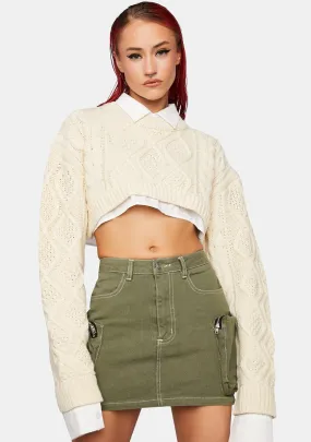 Cream Sonny Knit Crop Sweater