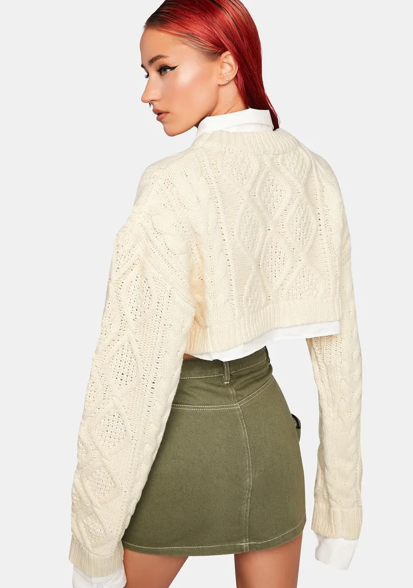 Cream Sonny Knit Crop Sweater