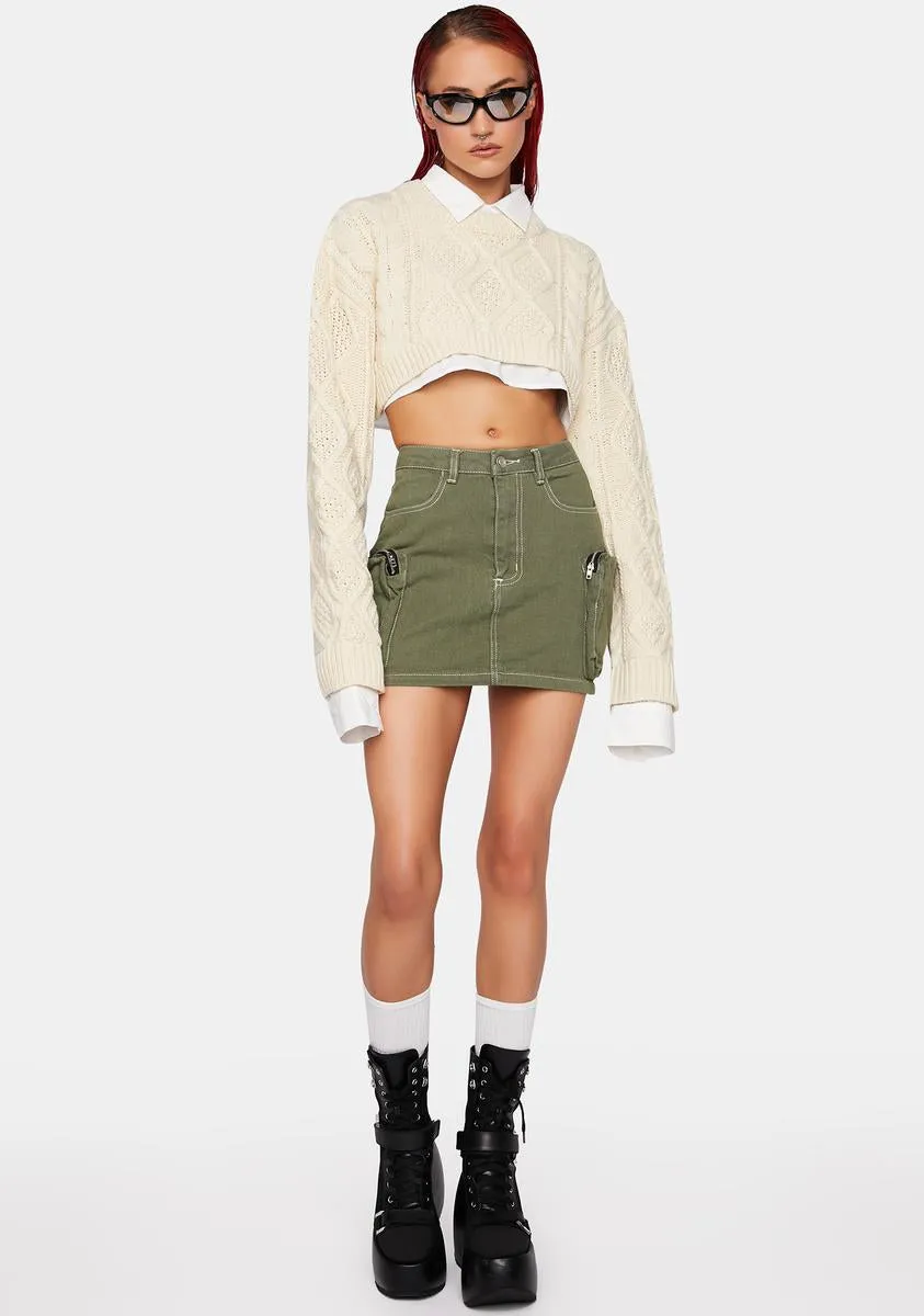 Cream Sonny Knit Crop Sweater