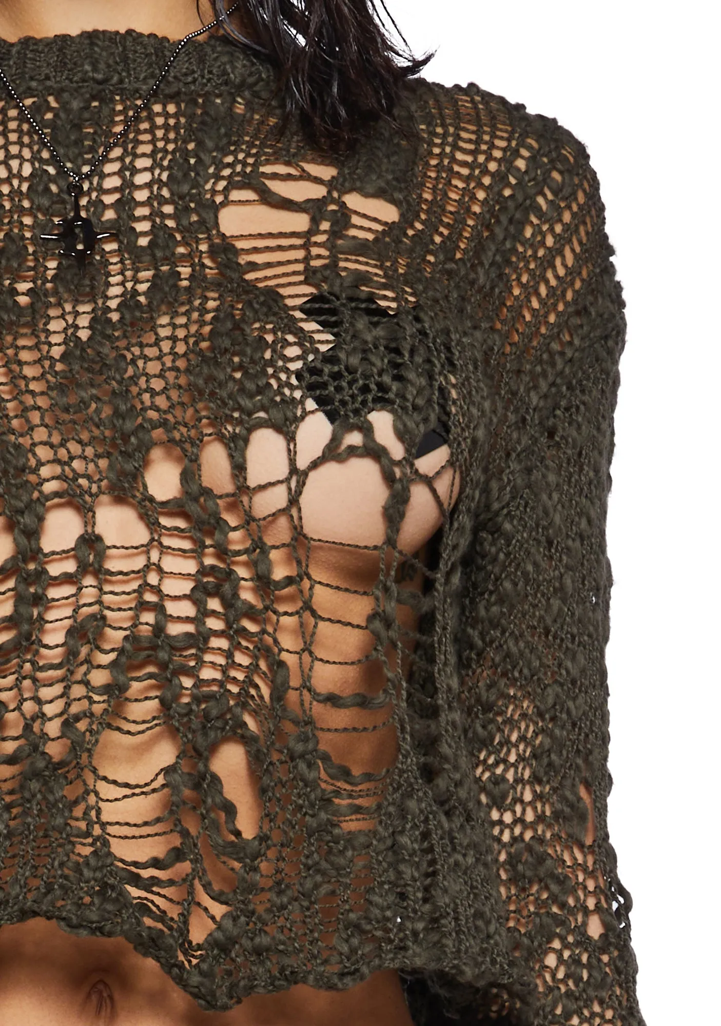 Crossfade Open Weave Crop Sweater