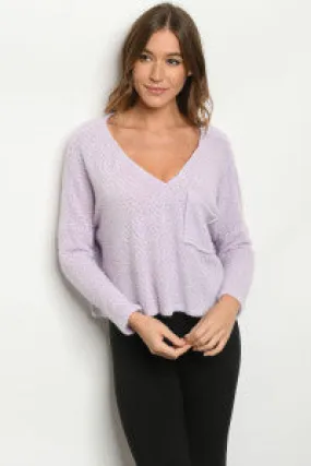 Cuddlesome Crop Top Sweater (Lavender)