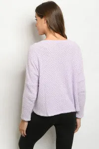 Cuddlesome Crop Top Sweater (Lavender)