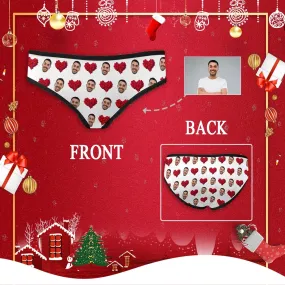 Custom Face Underwear Design Red Heart Panties Personalized Women's All Over Print High-cut Briefs