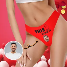 Custom Face Underwear Personalized Red Cat Lingerie Women's Classic Thong Valentine's Gift for Girlfriend or Wife