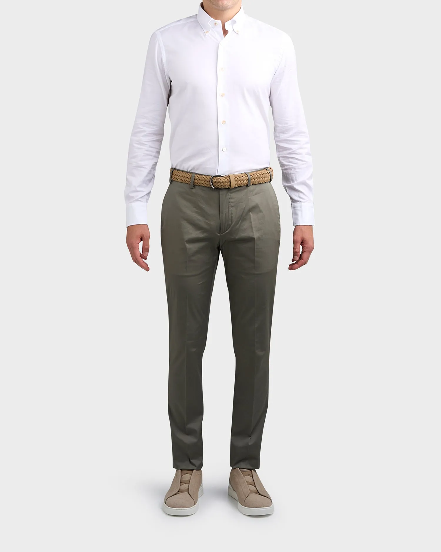 Dark Sage Cotton Tailored Fit Chinos