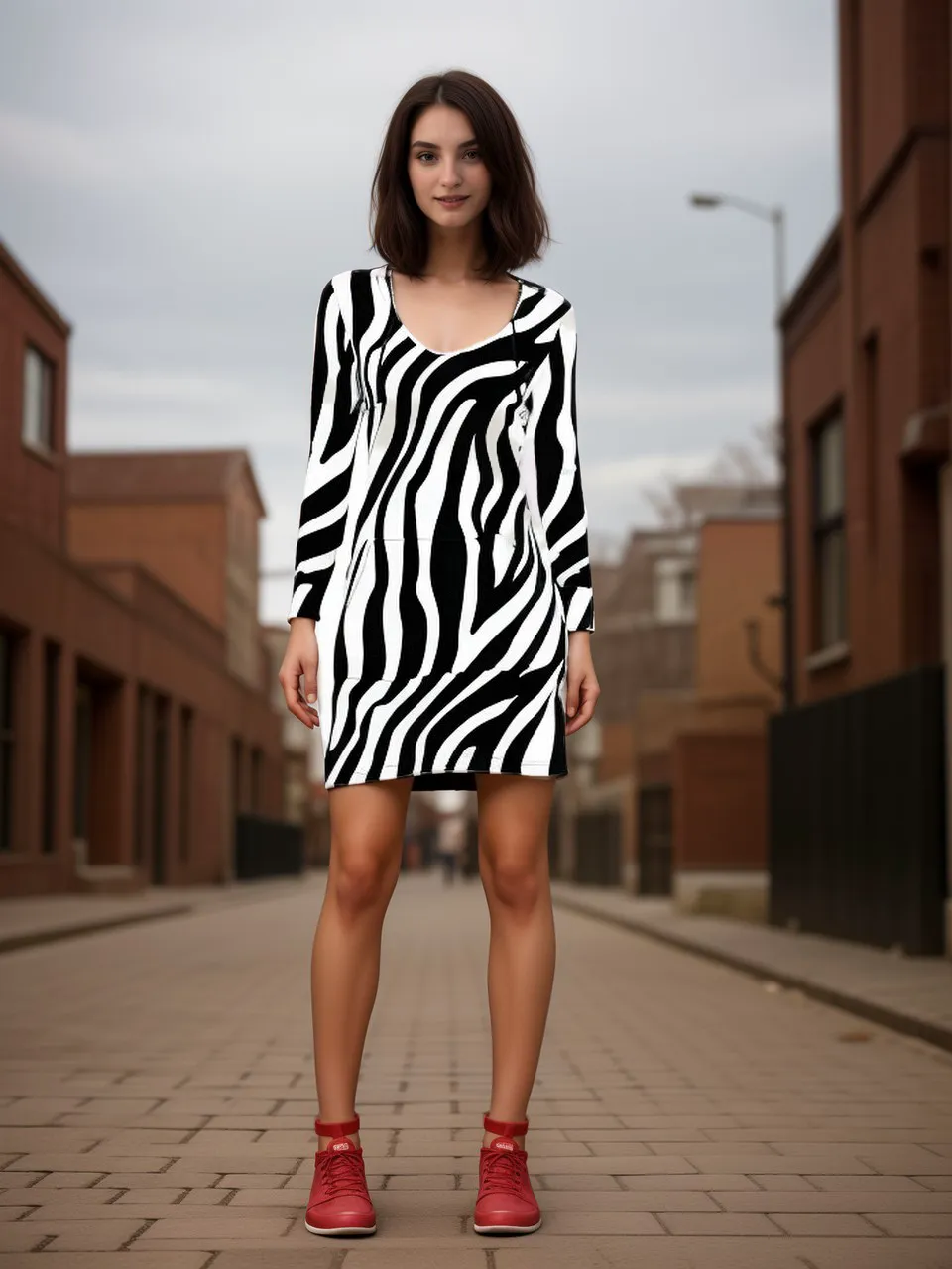 Designer Hoodie Dress Zebra