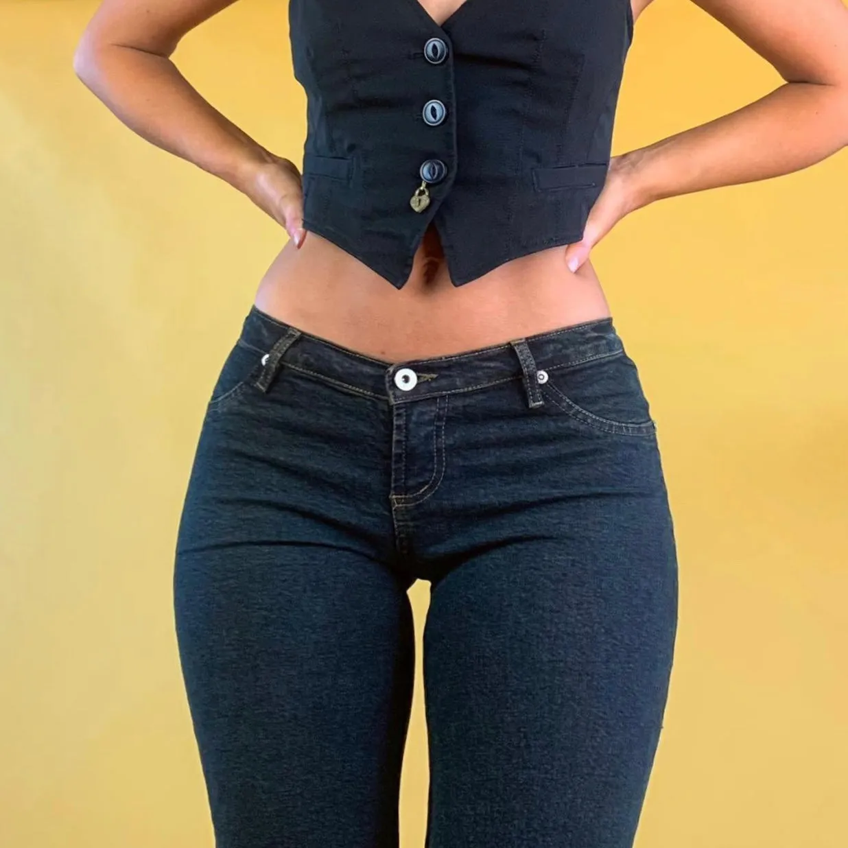 Double Knee Low Rise Jeans