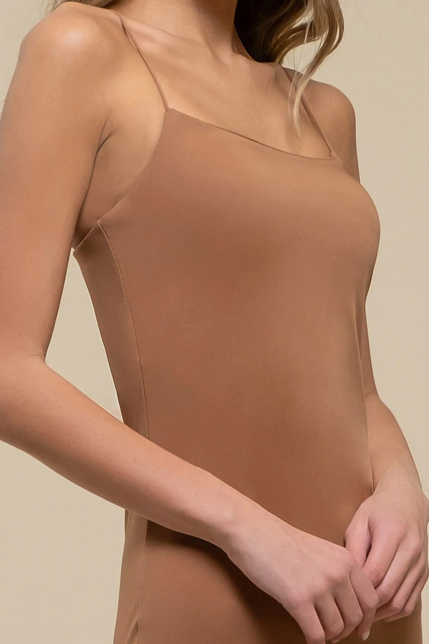Dusty Sienna Bodycon Side Slit Cami Midi Dress