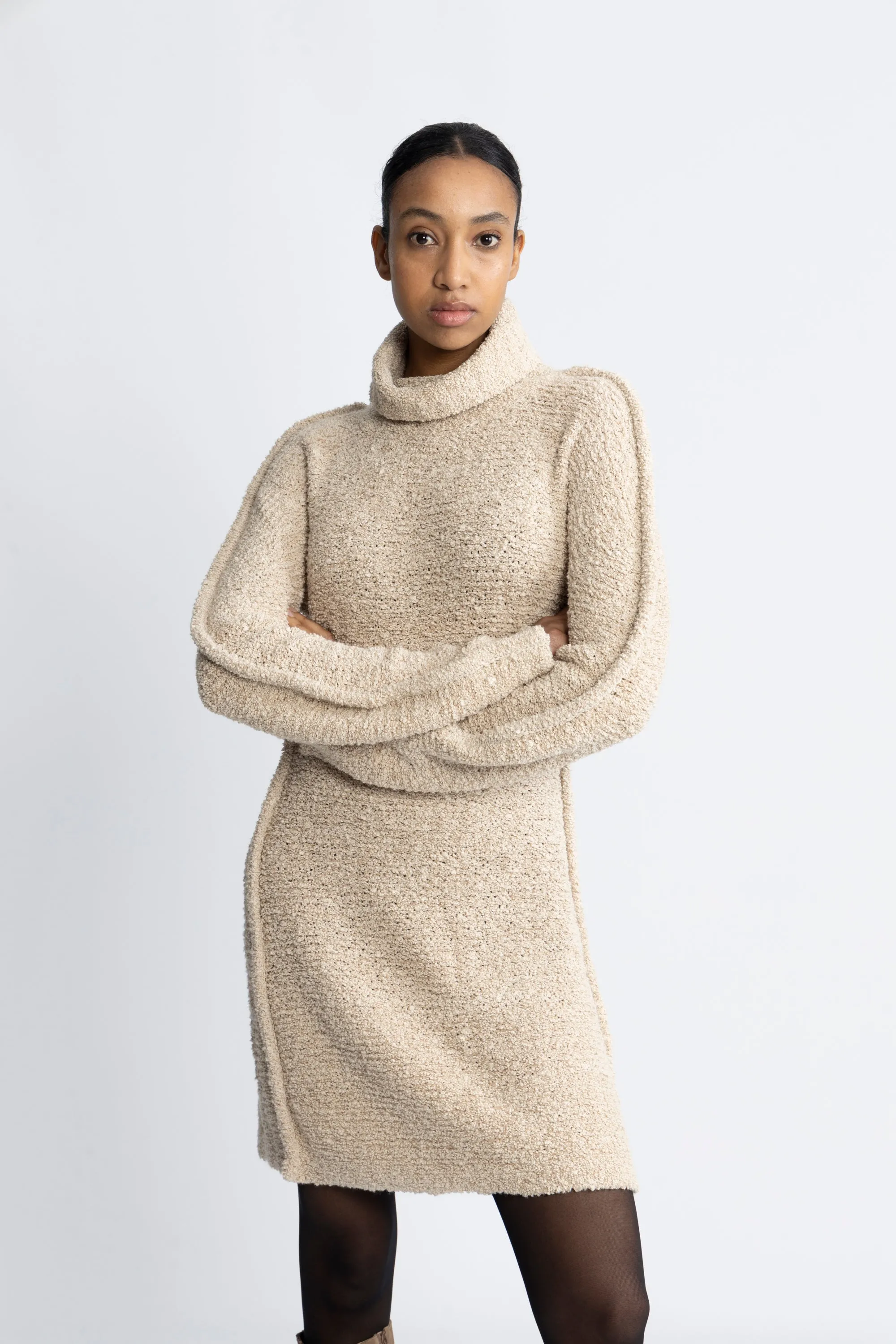 Echo Knit Dress - Ecru Mix