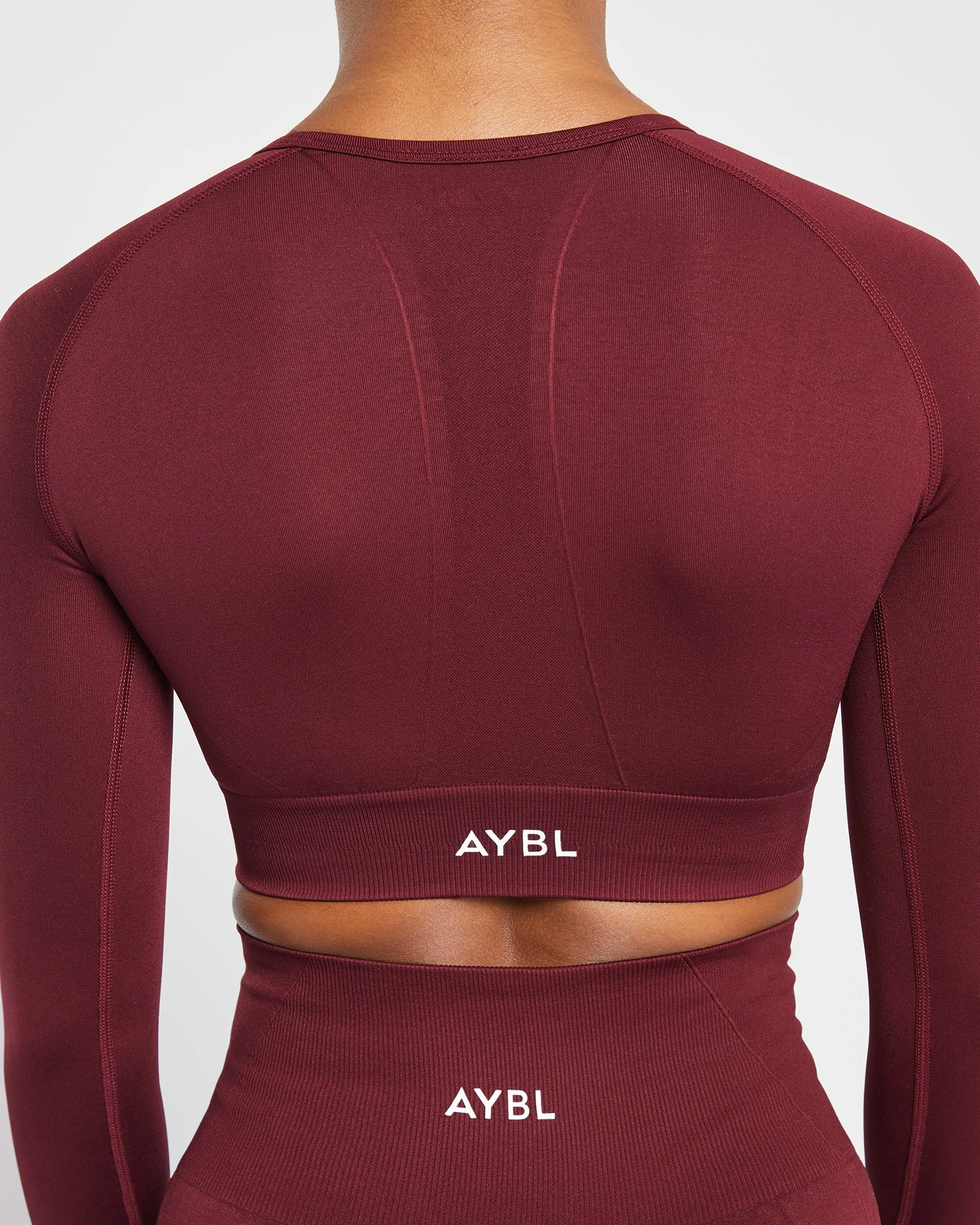 Empower Seamless Long Sleeve Crop Top - Red Wine