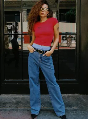 Eugarie Wide Leg Jeans Mid Wash Denim