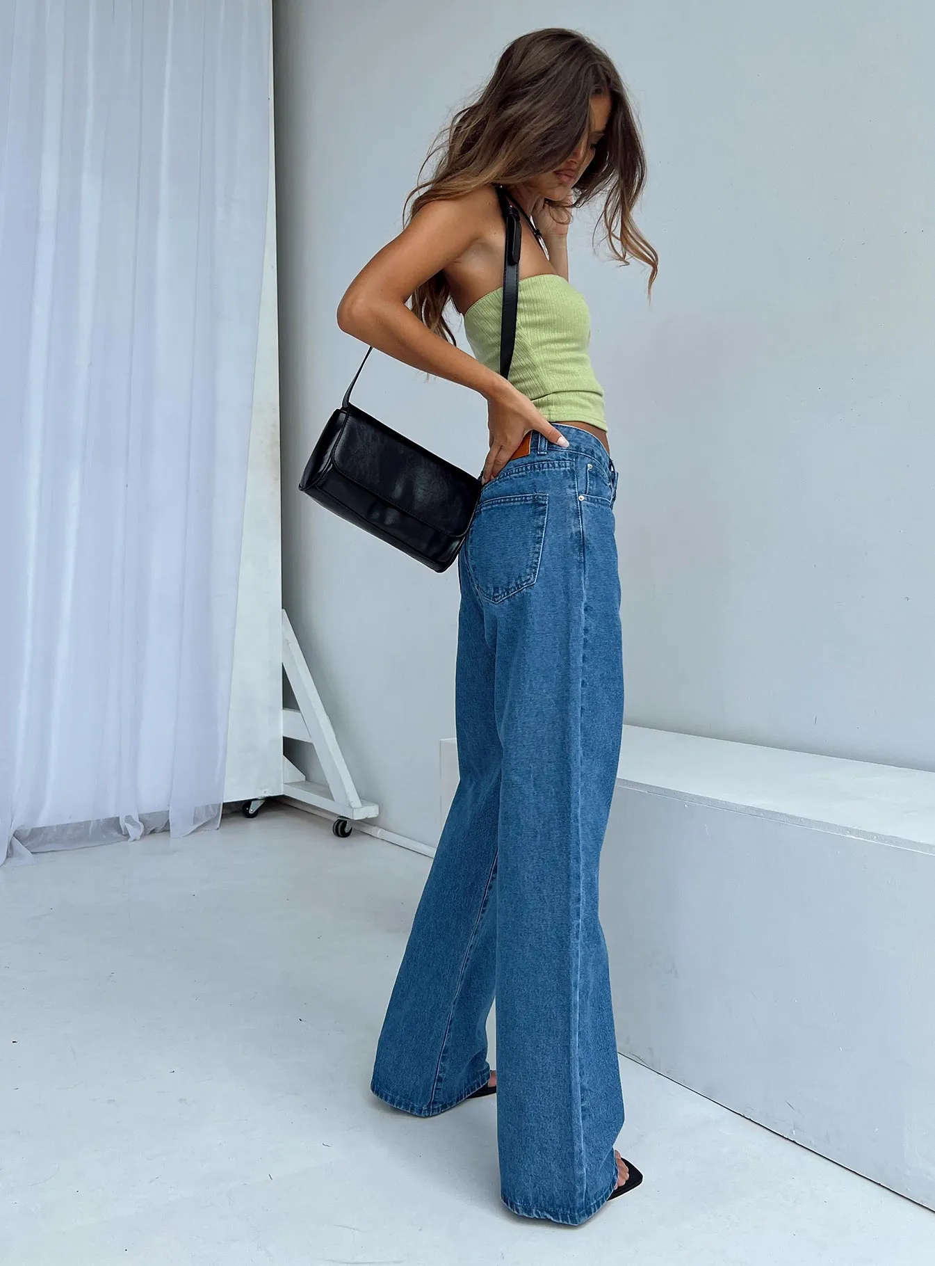 Eugarie Wide Leg Jeans Mid Wash Denim