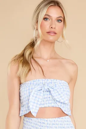 Feeling Confident Light Blue Gingham Crop Top