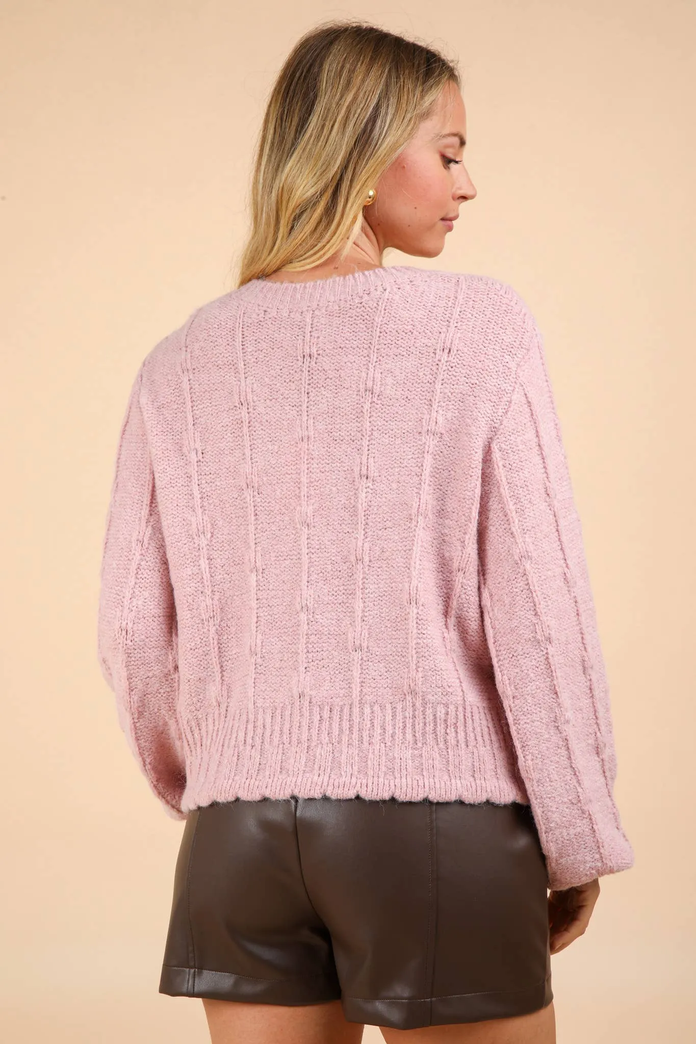 Floral Button Crop Length Knit Sweater Cardigan
