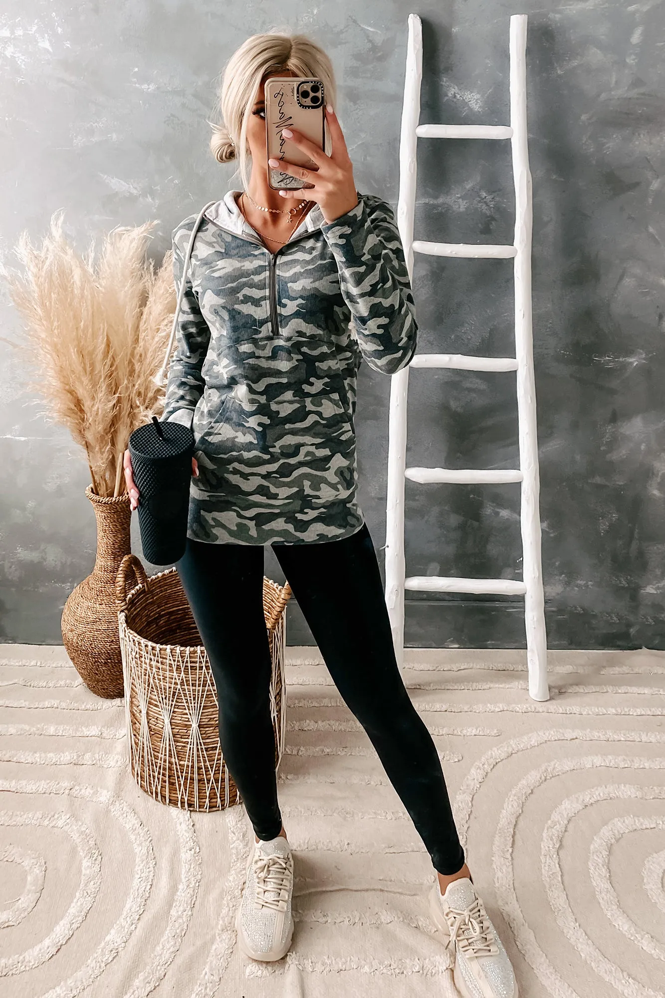 Follow In Your Steps Quarter Zip Hoodie (Camo)